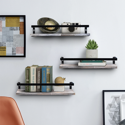 Floating Shelves with Towel Bar