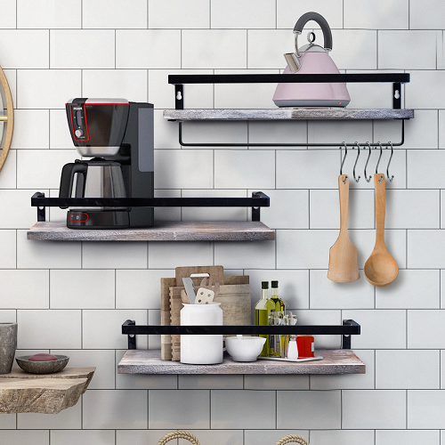 Floating Shelves with Towel Bar