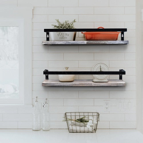 Floating Shelves with Towel Bar