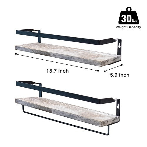 Floating Shelves with Towel Bar