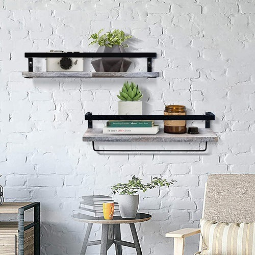 Floating Shelves with Towel Bar