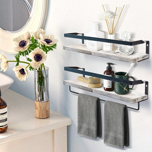 Floating Shelves with Towel Bar