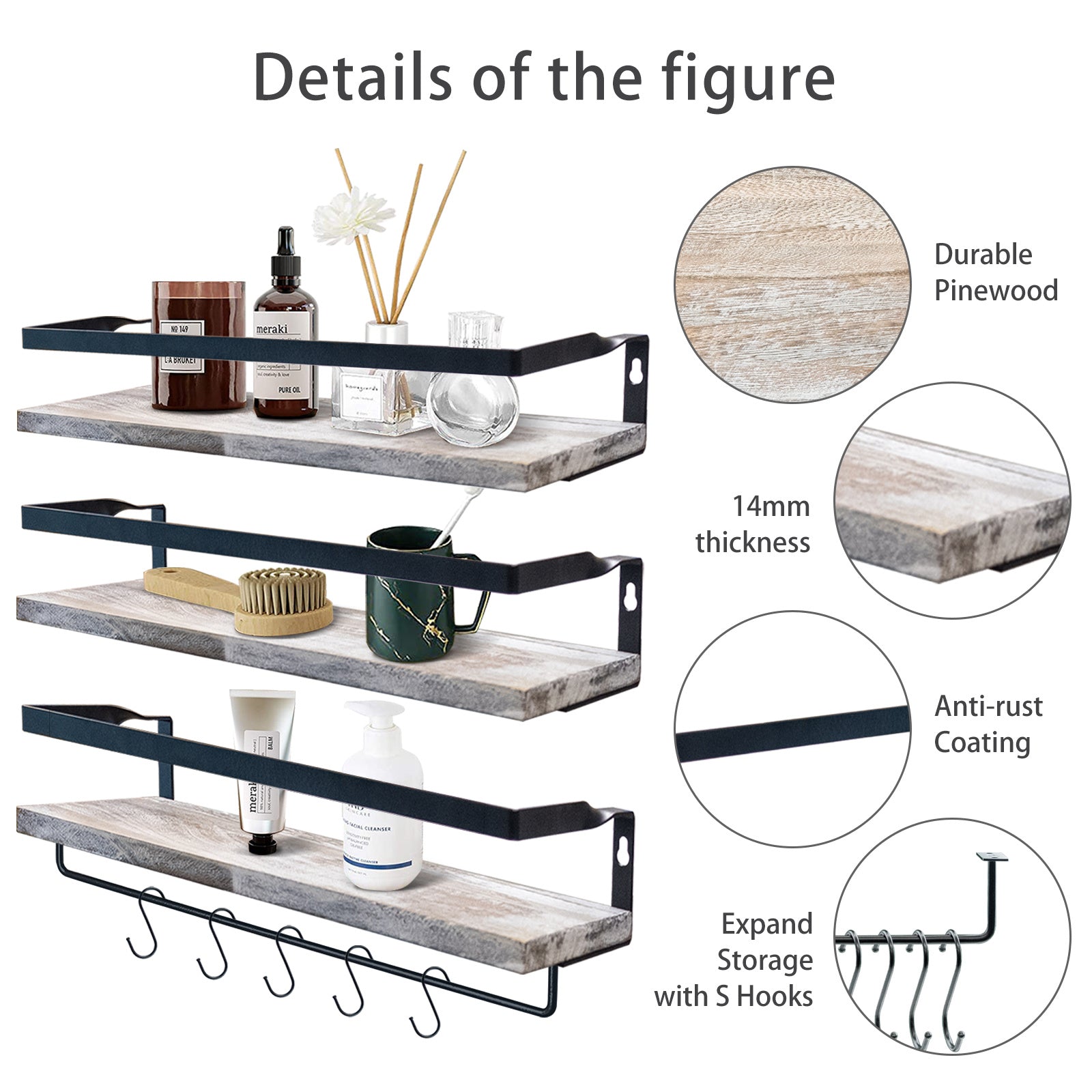 Floating Shelves with Towel Bar