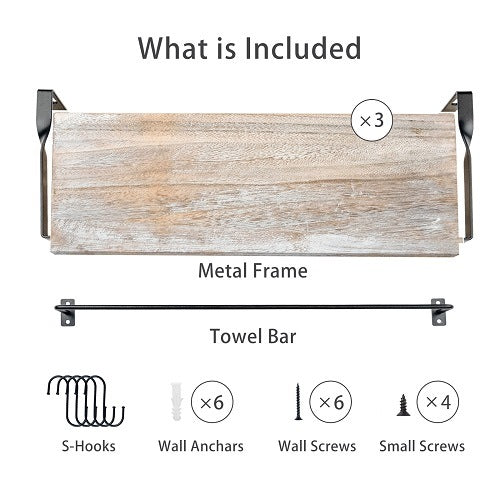 Floating Shelves with Towel Bar