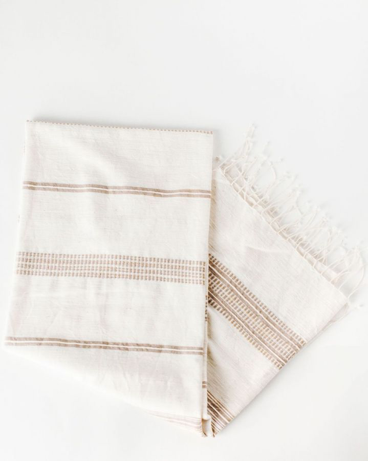 Aden Cotton Bath Towel Natural with Beige