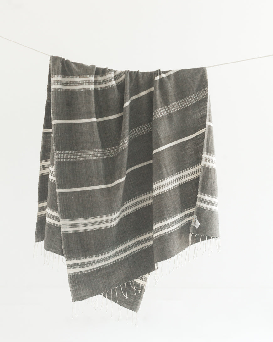 Aden Cotton Bath Towel Grey with Natural