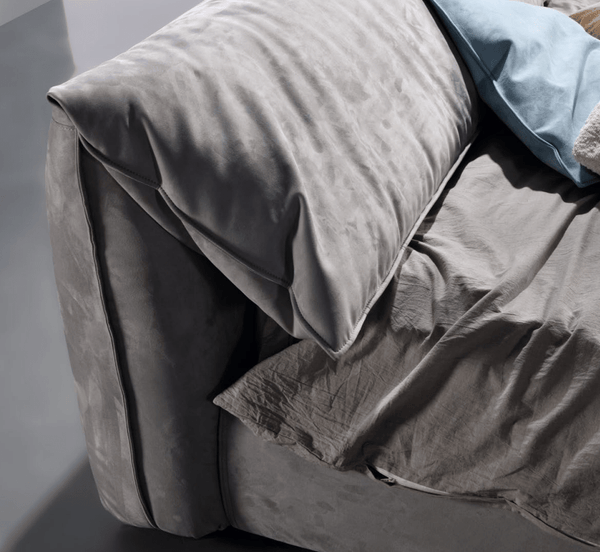 Grey Velvet Upholstered Bed Frame