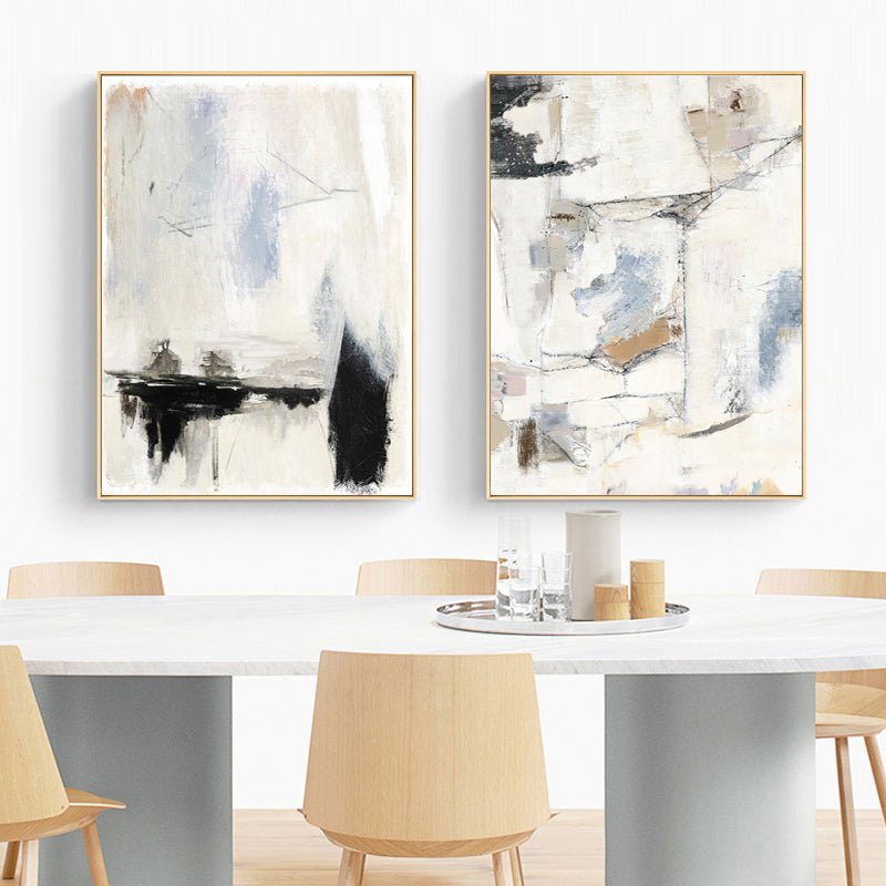 Modern Abstract Wall Art Set– Hand Painted Wall Decor Pairs of Two "Feather"