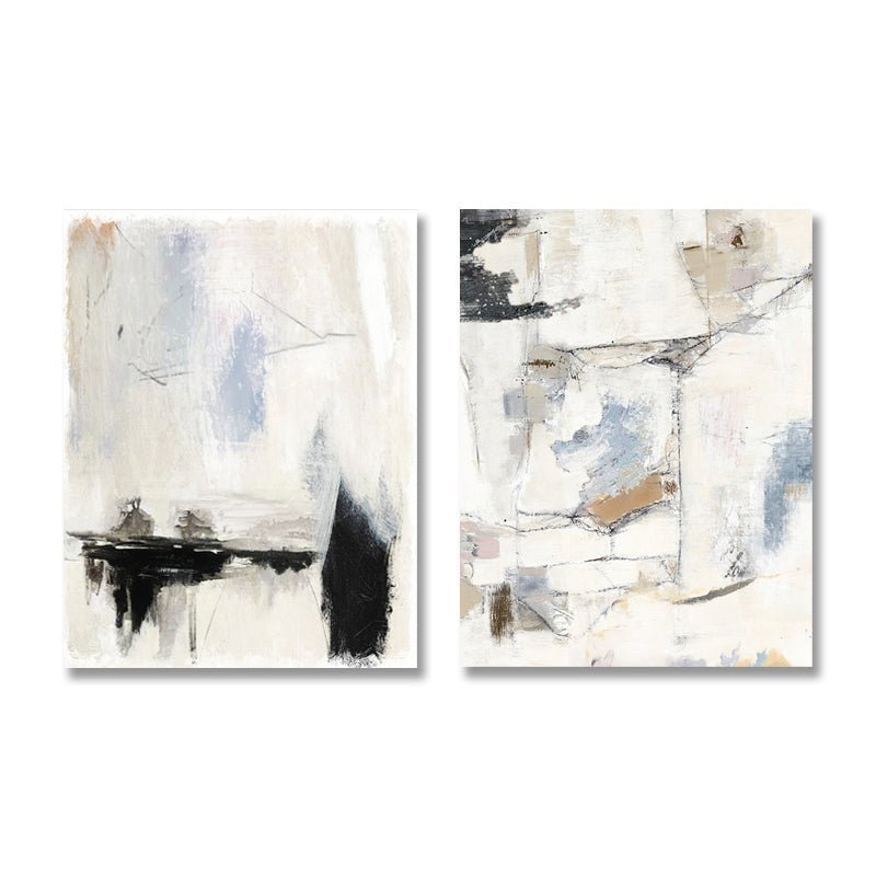 Modern Abstract Wall Art Set– Hand Painted Wall Decor Pairs of Two "Feather"