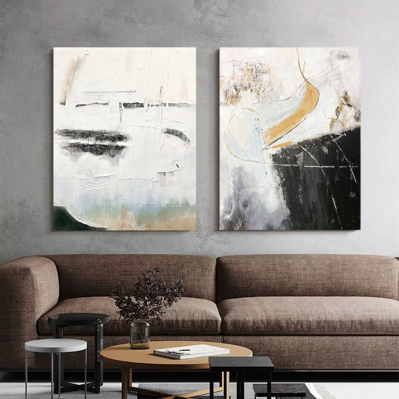 "Golden Breaks" Modern Abstract Wall Art Set– Hand Painted Wall Decor Pairs of Two