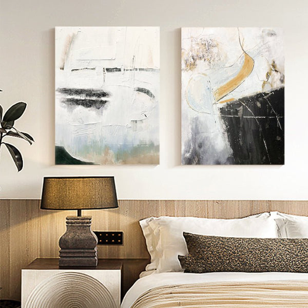 "Golden Breaks" Modern Abstract Wall Art Set– Hand Painted Wall Decor Pairs of Two