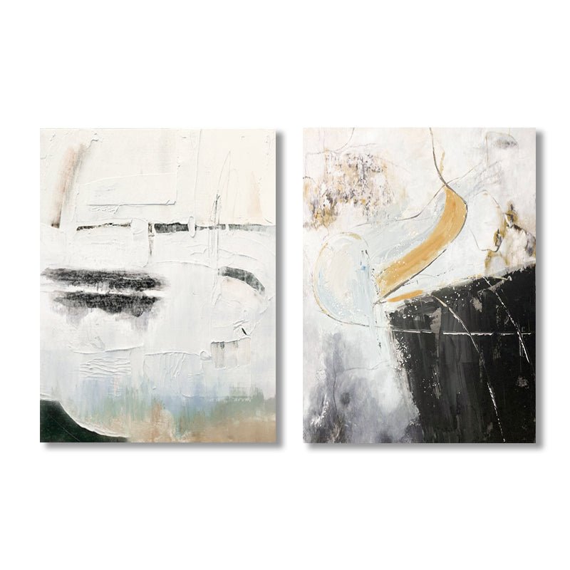 "Golden Breaks" Modern Abstract Wall Art Set– Hand Painted Wall Decor Pairs of Two