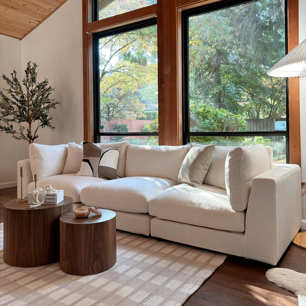 Snowdrift Cream Sectional Sofa – Modular 3-Piece Set