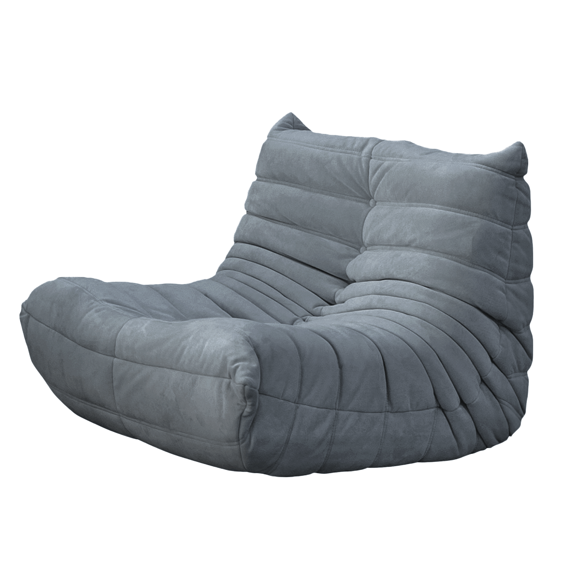 Discover the Grey Chillax Lounger Sofa Chair: a modern, modular piece with a soft quilted texture and sleek curves. Elevate any space into your personal oasis of comfort.