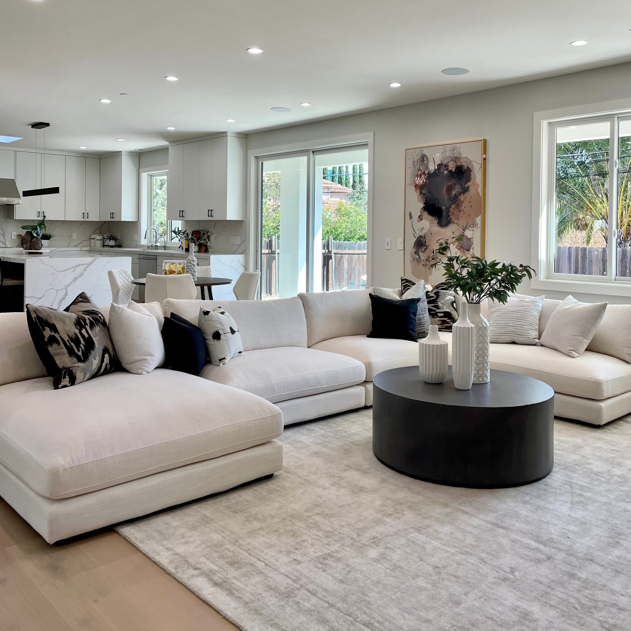 Snowdrift L-Shaped Sectional Sofa – Modular 5-Piece Set – Cream