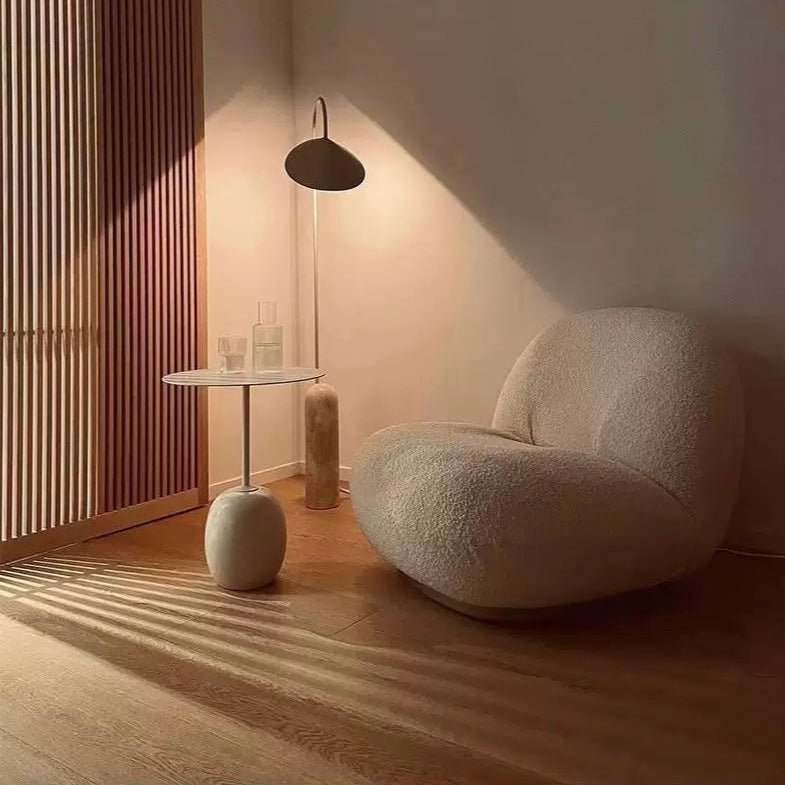 Plush White Lounger w/ Rotating Base