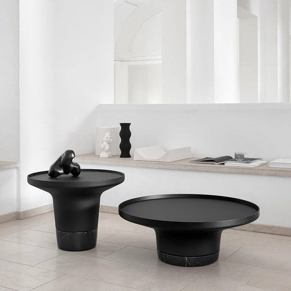 Black Marble & Metal Coffee Table Set
