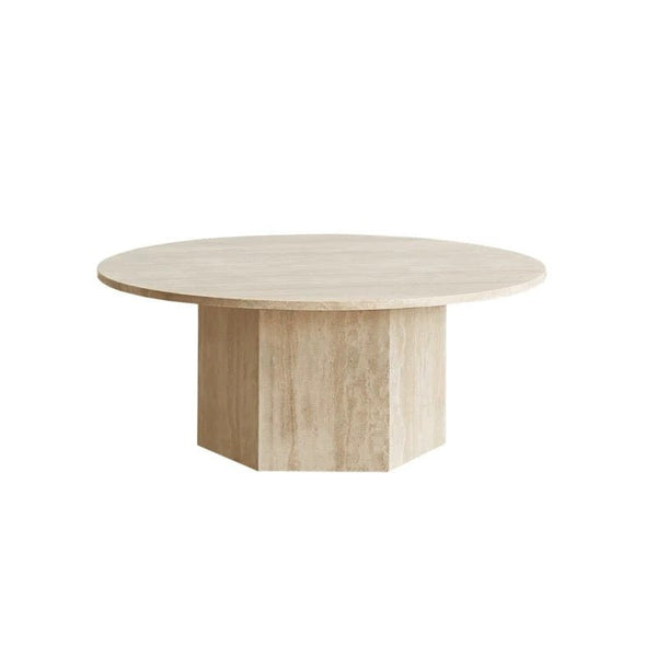 Natural Travertine Coffee Table | Sculptural Stone Centerpiece