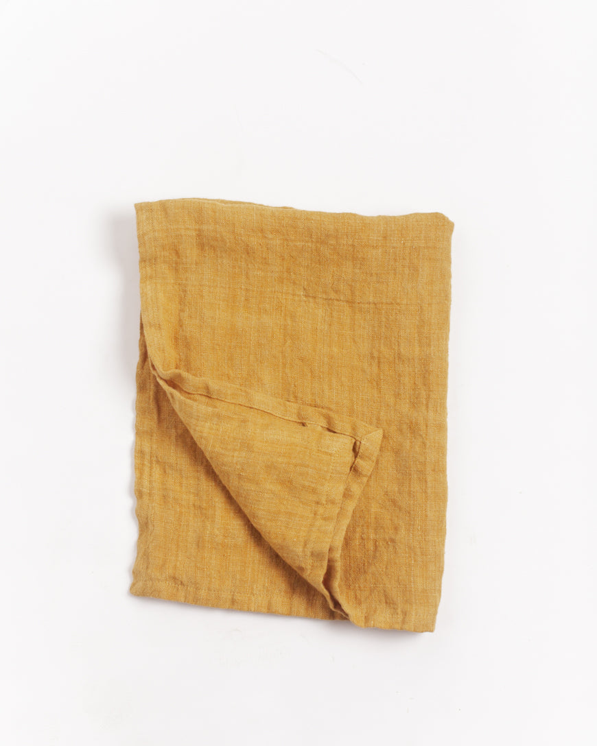 Stone Washed Linen Tea Towel Gold