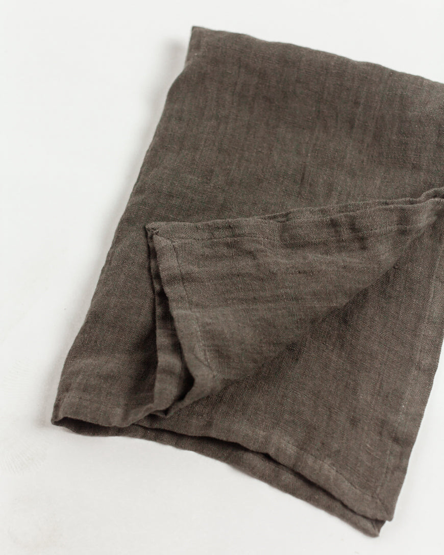 Stone Washed Linen Tea Towel Iron Ore