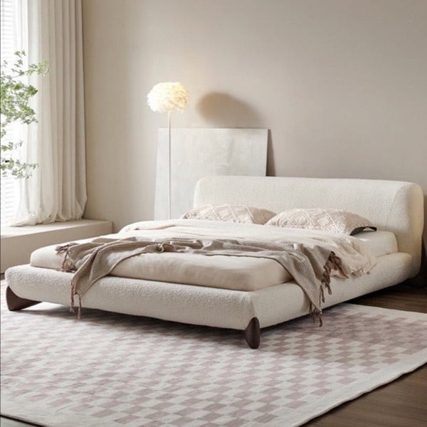 Plush Upholstered Cloud-Like Bed Frame – White