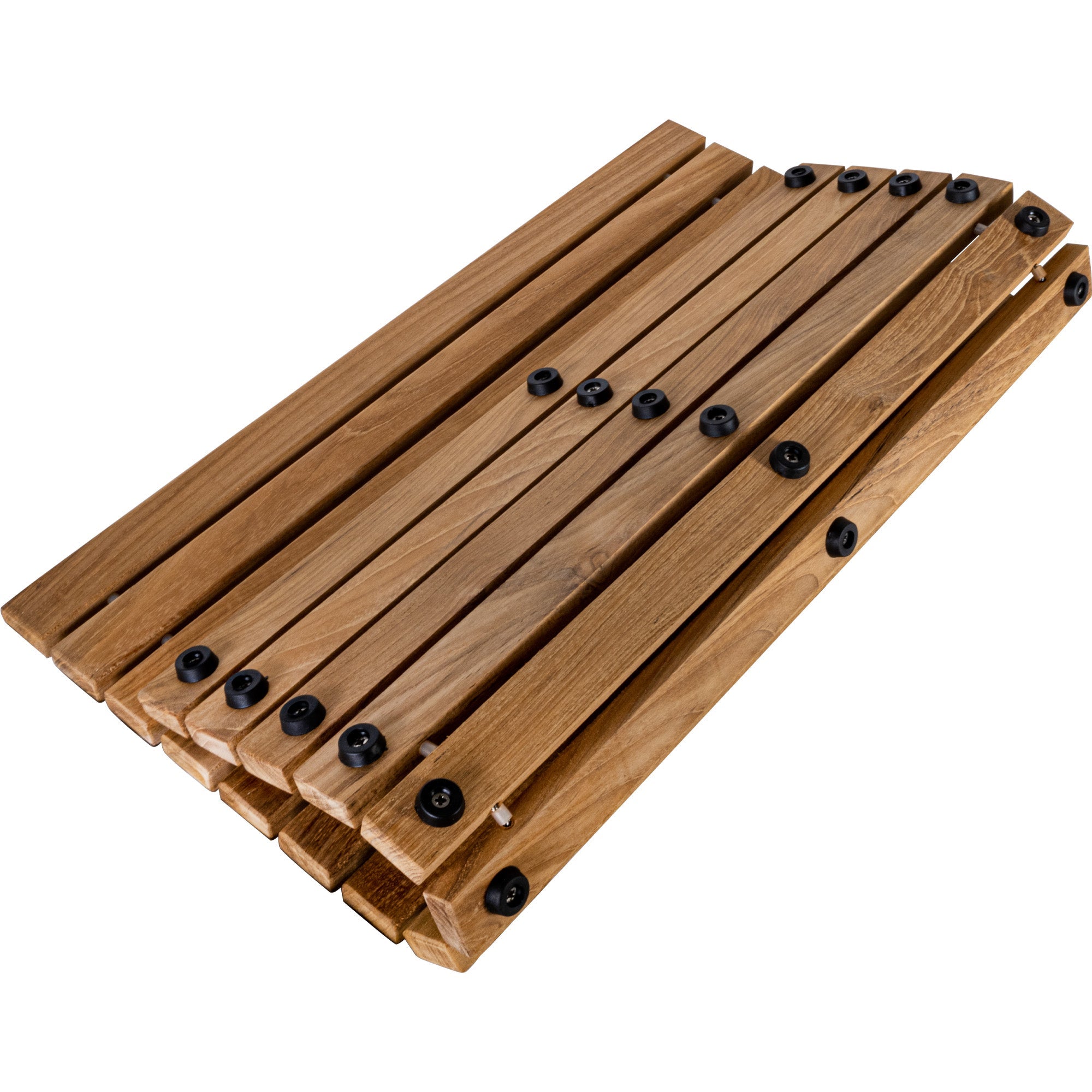 Bahama Teak Shower and Bath String Mat with Rubber Footing 19.6″ x 19.6″