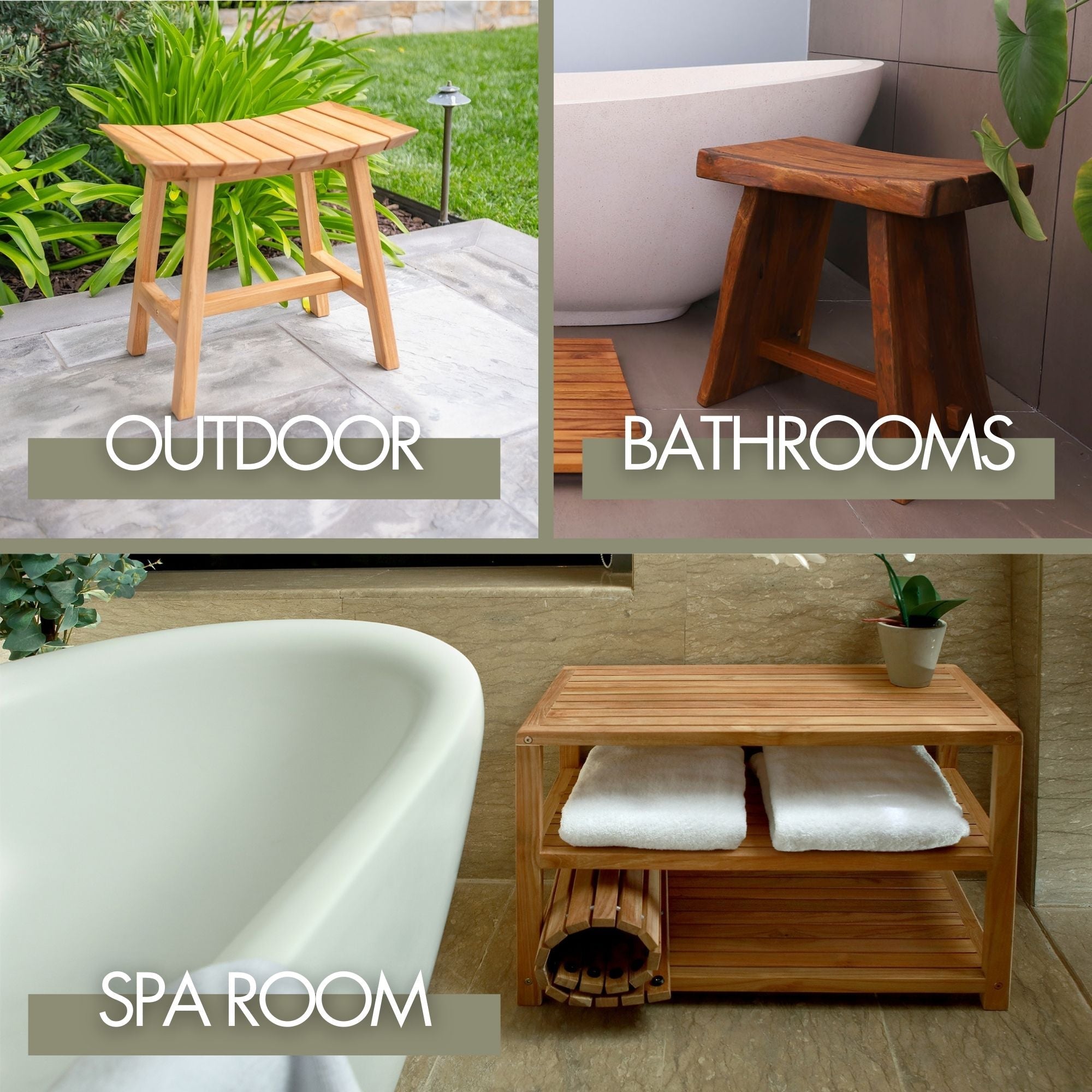 Kuta Natural Teak Indoor Branch Stool with Raffia Seat - 18.5"-30"