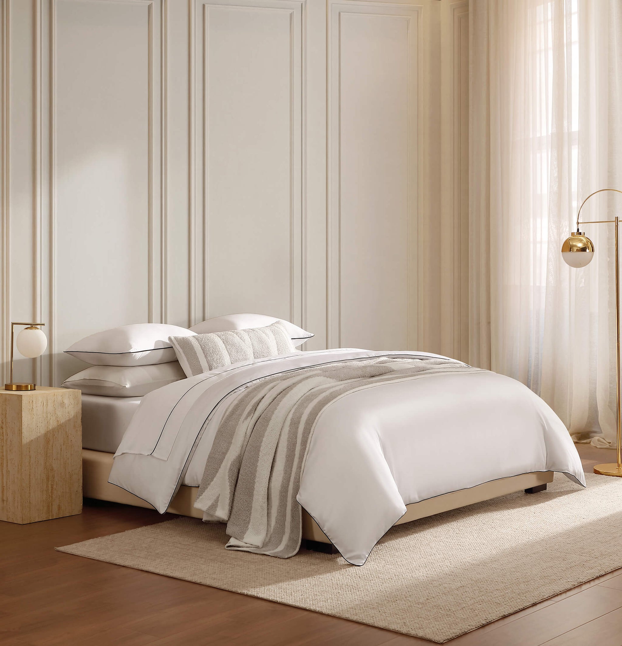 Luxe Bamboo Top Sheet with Piping