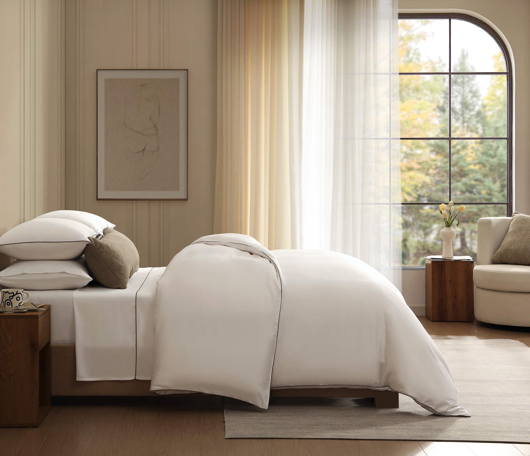 Luxe Bamboo Top Sheet with Piping