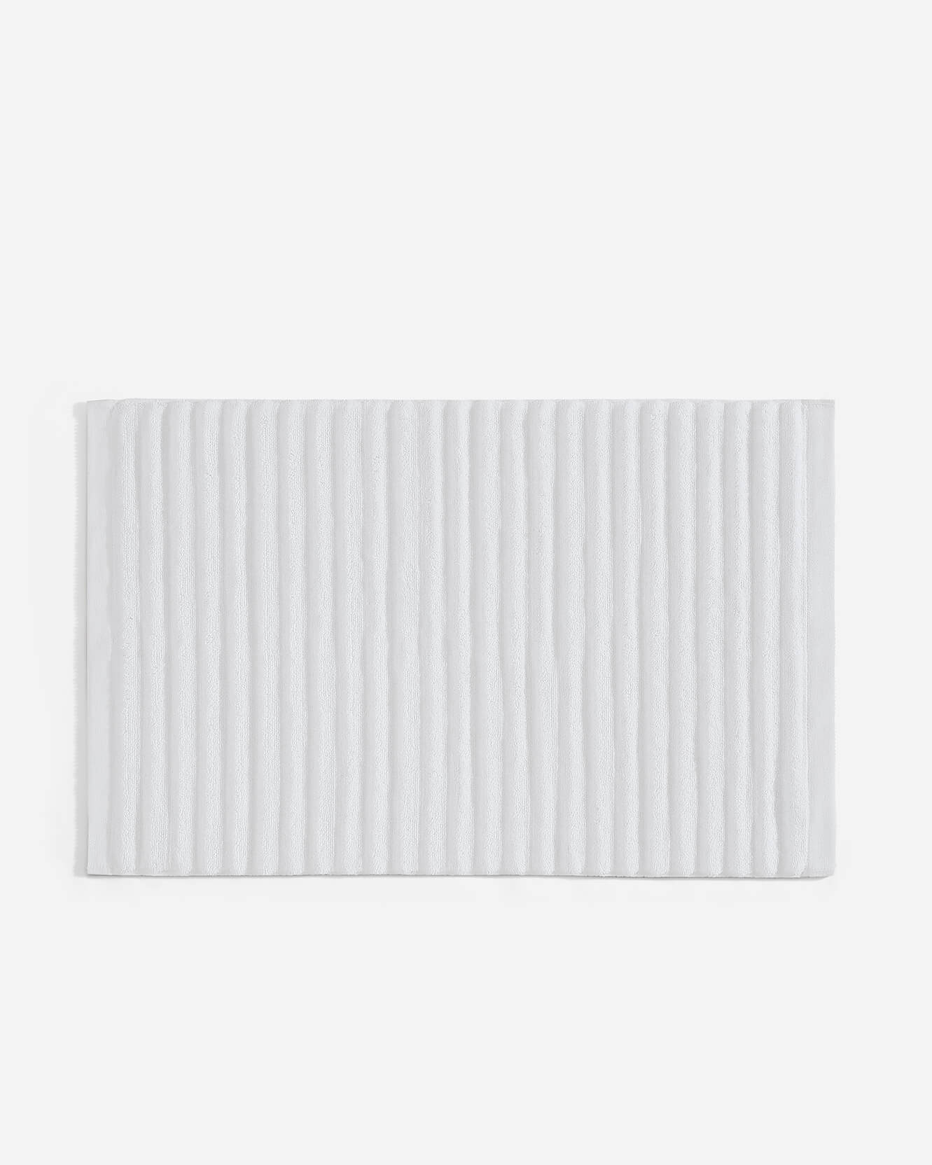 Turkish Cotton Rib Bath Mat Clear White
