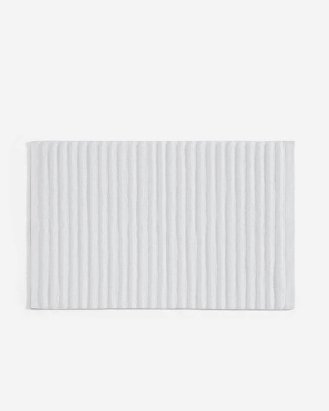 Turkish Cotton Rib Bath Mat Clear White