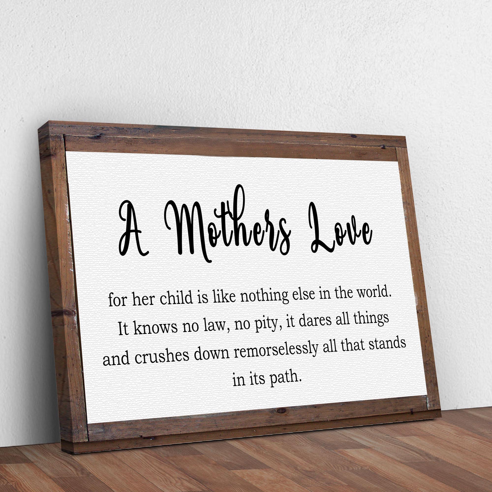 A Mother's Love For Her Child Sign 36x24 inch Extra Large Premium Gallery Wrapped