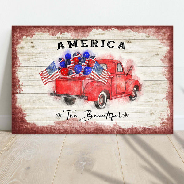 America The Beautiful Sign II 36x24 inch Extra Large Premium Gallery Wrapped