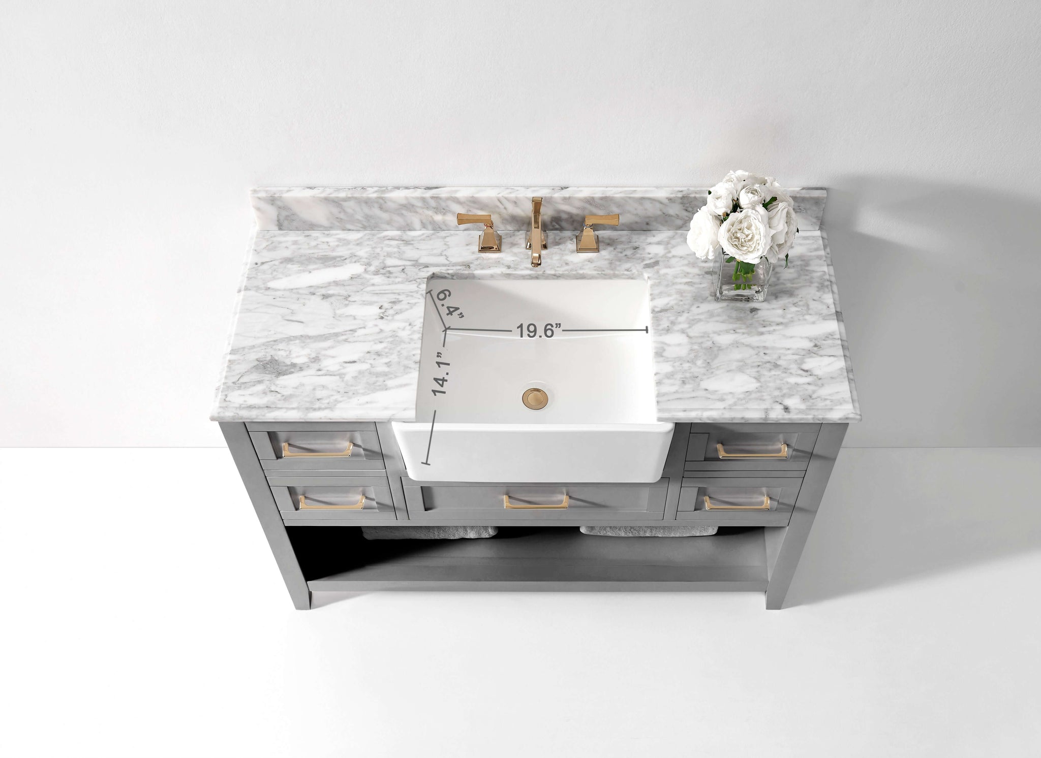Hayley Bathroom Vanity with Sink and Carrara White Marble Top Cabinet Set