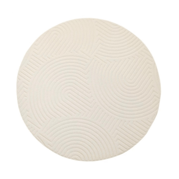 Round Beige Area Rug – Waterproof & Stain Resistant