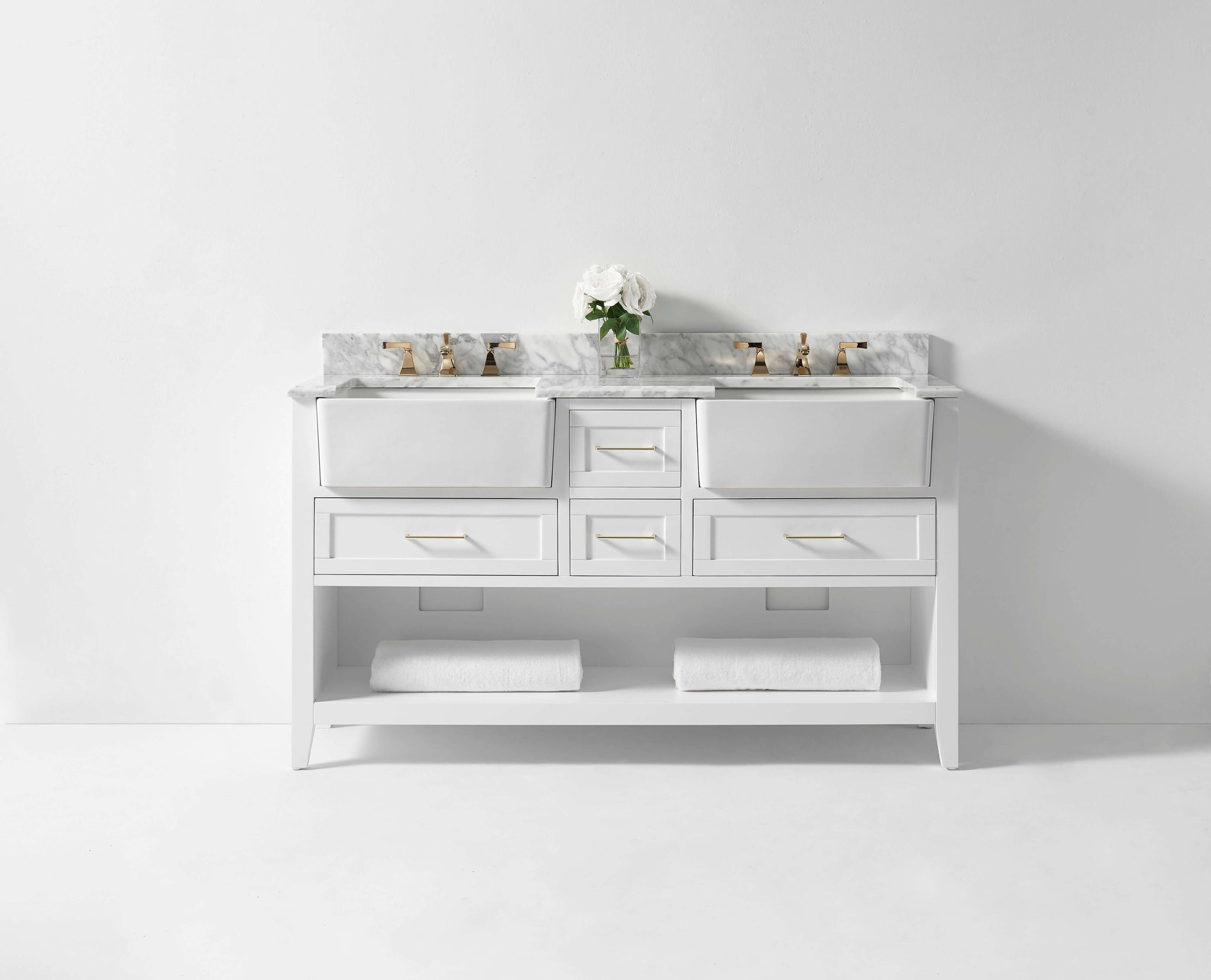 Hayley Bathroom Vanity with Sink and Carrara White Marble Top Cabinet Set