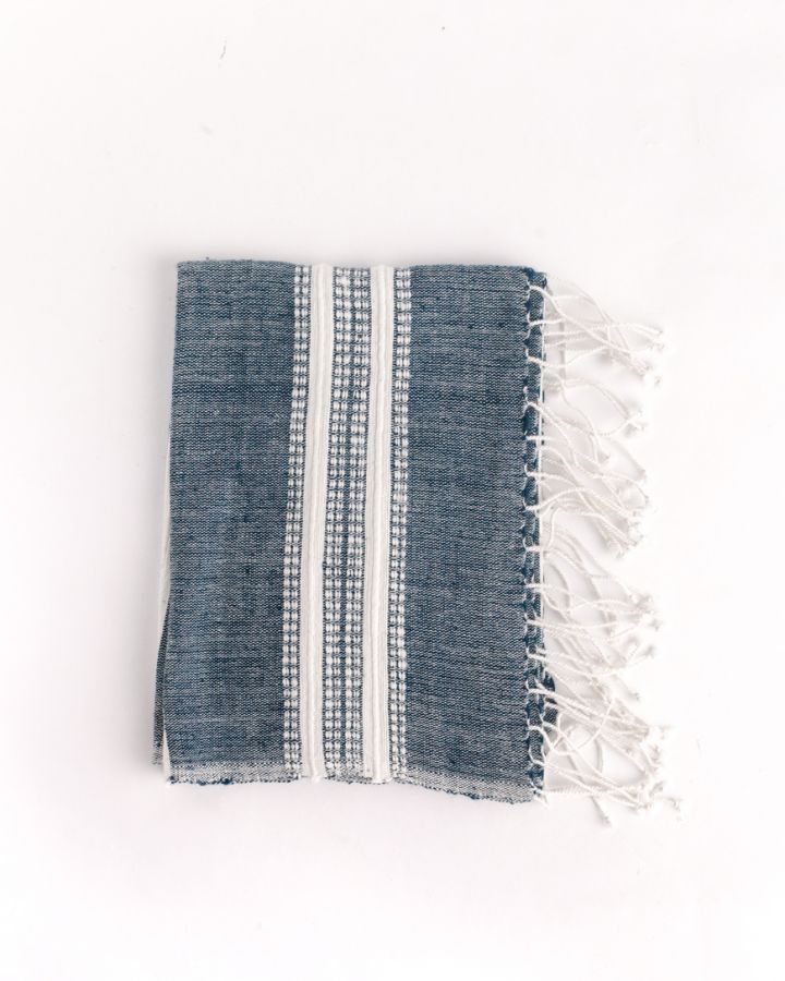 Aden Cotton Hand Towel Navy with Natural