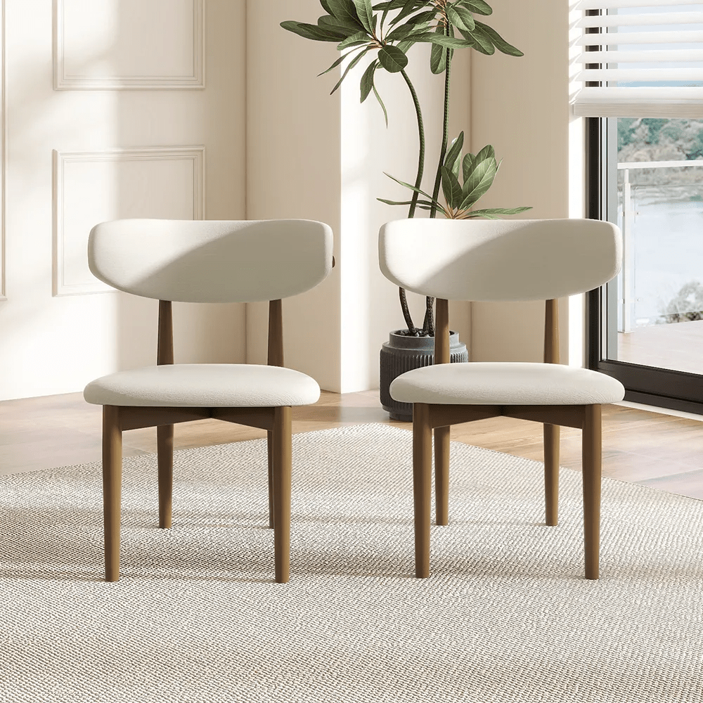 Mid-Century Modern Dining Chair | Solid Wood with Custom Upholstery Options (Set of Two)