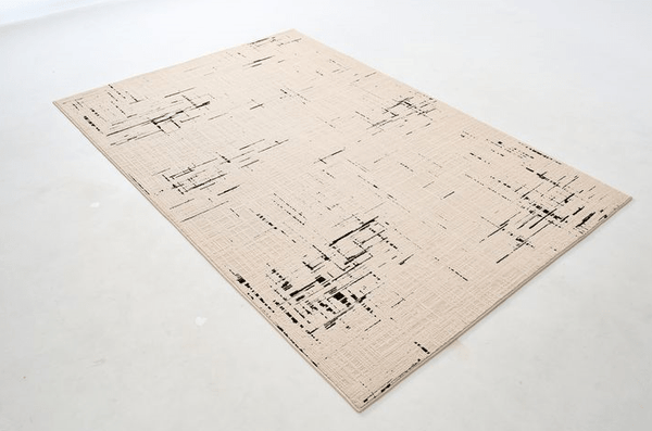 Abstract Cream Area Rug – Waterproof & Stain-Resistant