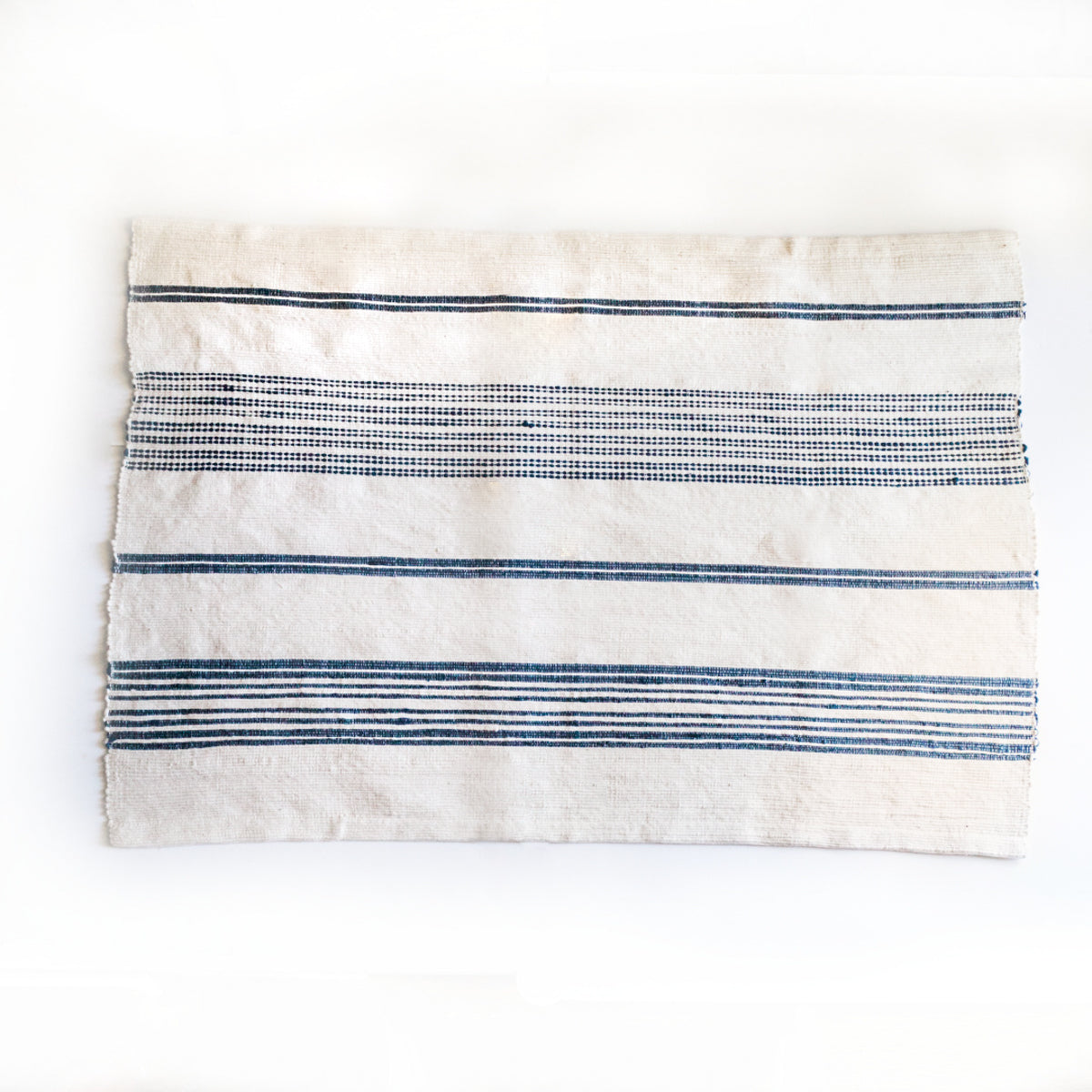 Aden Cotton Bath Mat Natural with Navy