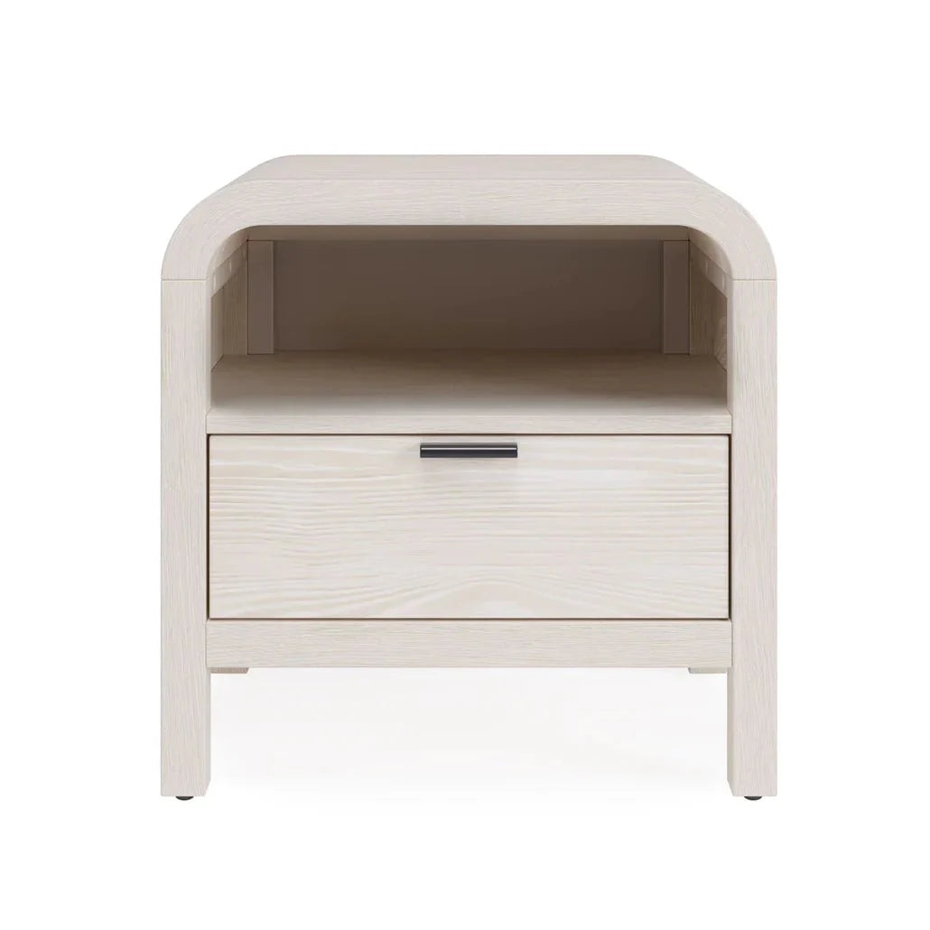 Sugar White Nightstand with USB Charging Station