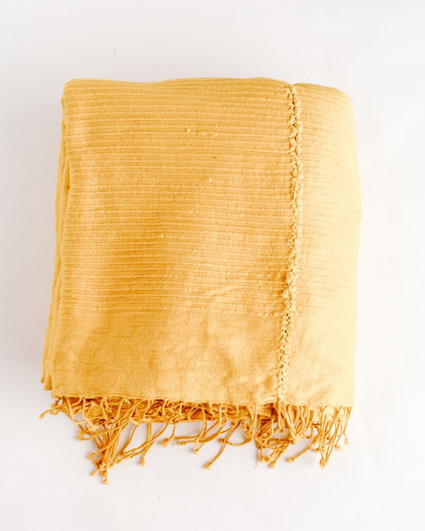 3 Panel Solid Cotton Blanket Gold 90 x 120