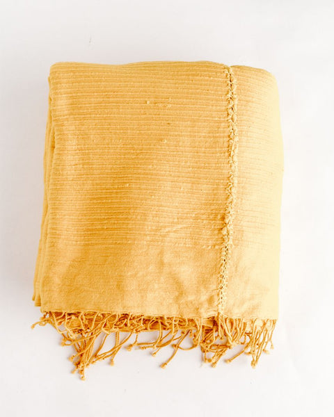 3 Panel Solid Cotton Blanket Gold 90 x 120