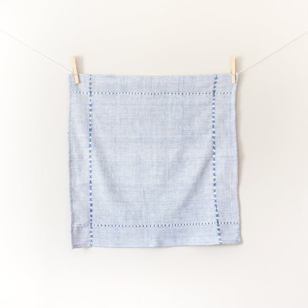 Pulled Cotton Napkins Blue Set of 4