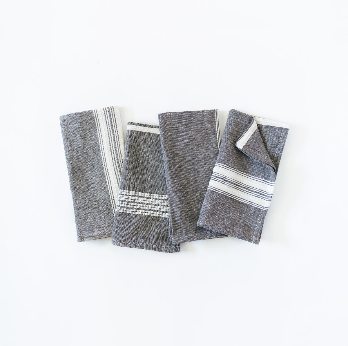 Aden Cotton Dinner Napkin Grey with Natural Set of 4