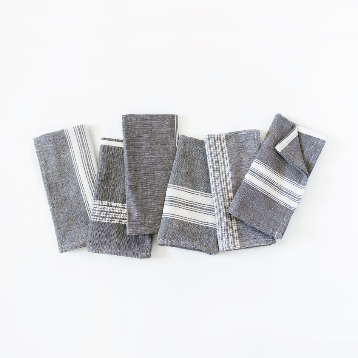 Aden Cotton Dinner Napkin Grey with Natural Set of 6