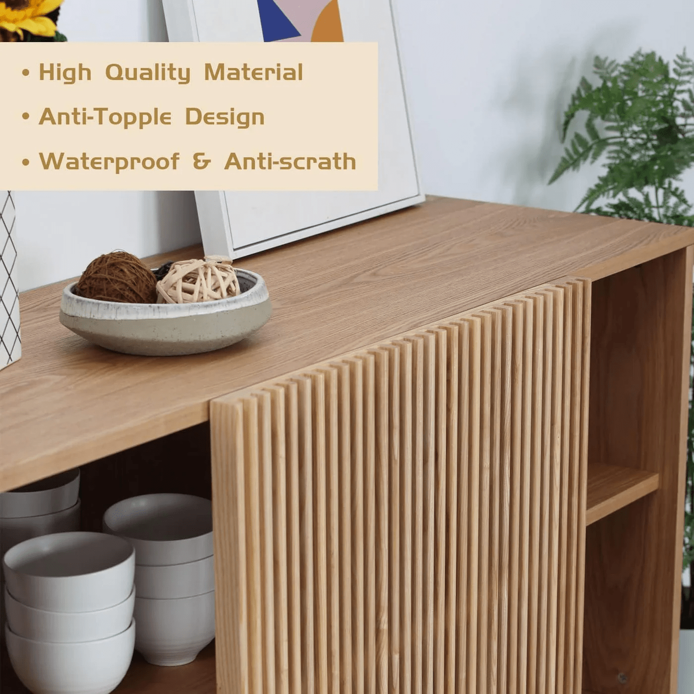 Modern Wood Grain Sideboard with Sliding Door | Versatile Storage for Any Room