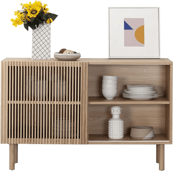 Modern Wood Grain Sideboard with Sliding Door | Versatile Storage for Any Room
