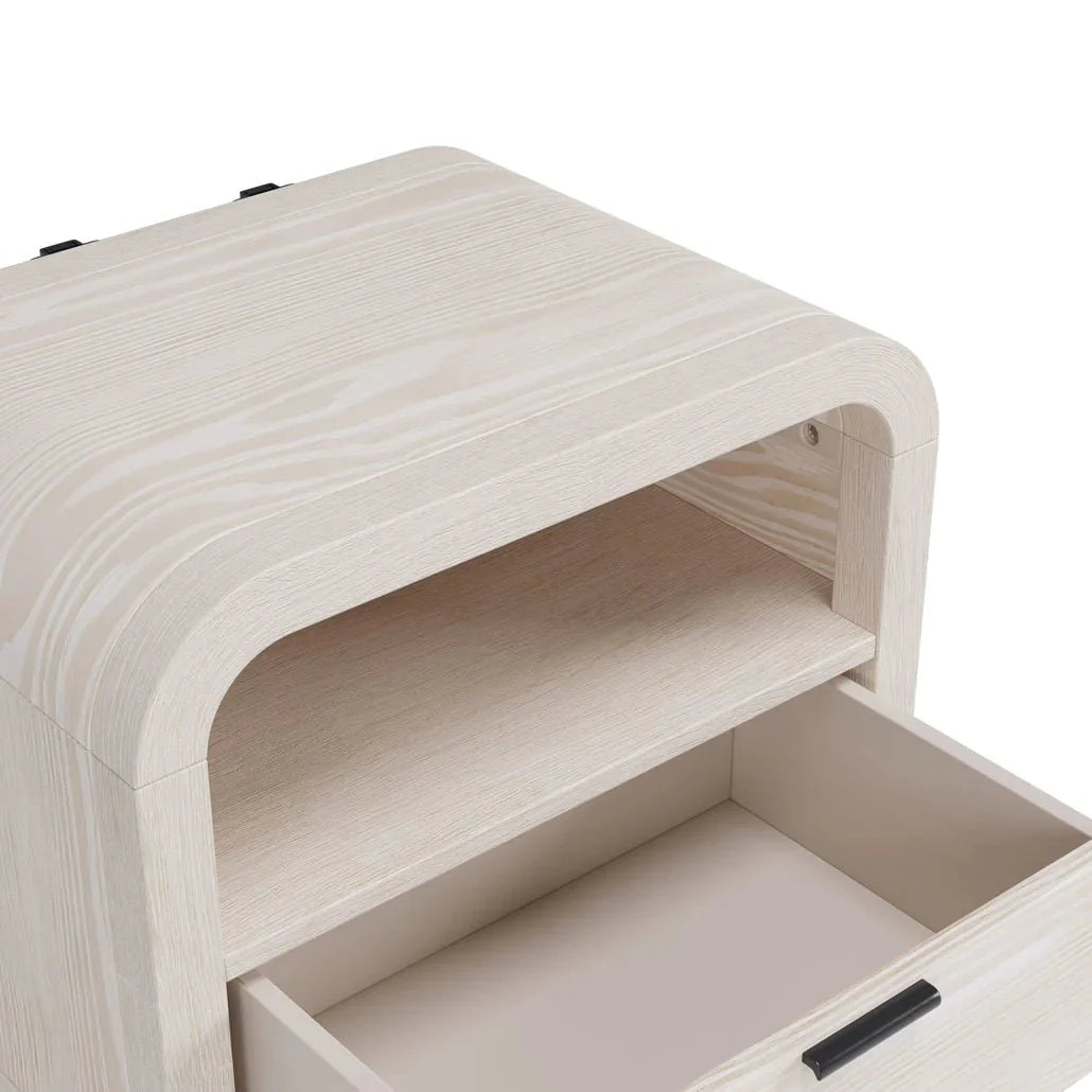 Sugar White Nightstand with USB Charging Station