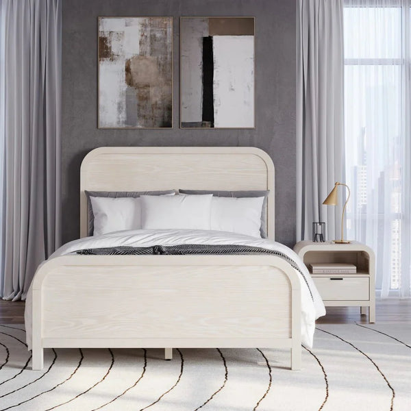 Sugar White Nightstand with USB Charging Station